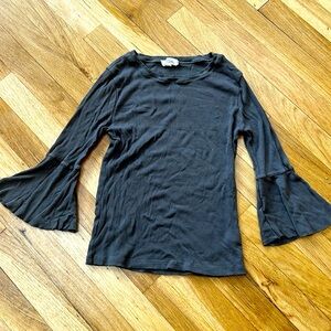 Hashtag Gray Top Bell Sleeve Cotton Shirt Sz S/M